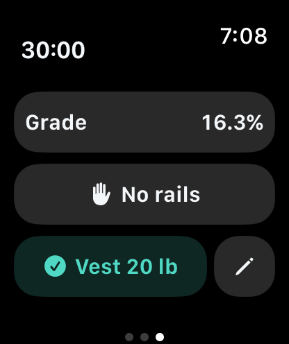 Weighted vest settings on Apple Watch